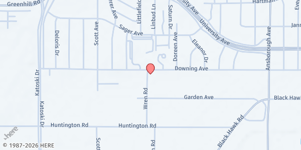 Map showing Apostolic Pentecostal Church Food Pantry at 1645 Downing Ave, Waterloo, IA