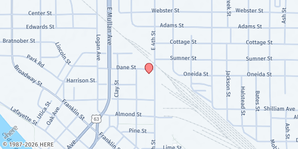 Map showing CV Thrift & Outreach Outlet Food Pantry at 1109 E 4th St., Waterloo, IA