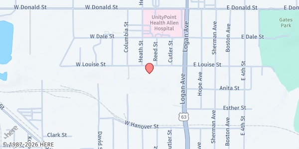 Map showing St. Paul United Methodist Church at 207 W. Louise St., Waterloo, IA