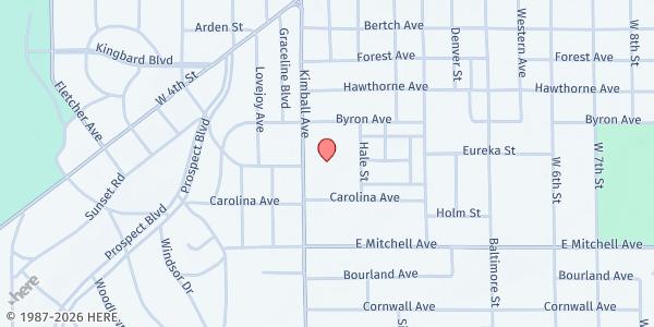 Map showing Westminster Presbyterian Pantry at 1301 Kimball Ave, Waterloo, IA