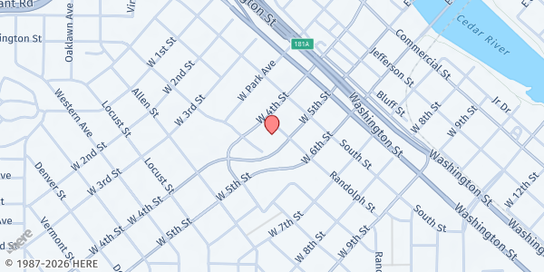Map showing WFUMC-Nook at 614 Randolph Street, Waterloo, IA