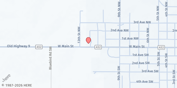 Map showing Allamakee County Food Shelf at 1125 W. Main Lot 39, Waukon, IA