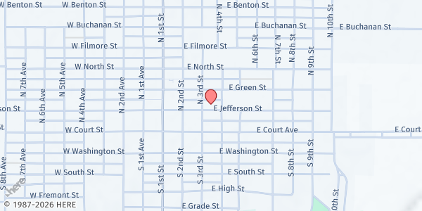 Map showing Winterset First United Methodist Church Pantry at 309 E. Jefferson, Winterset, IA