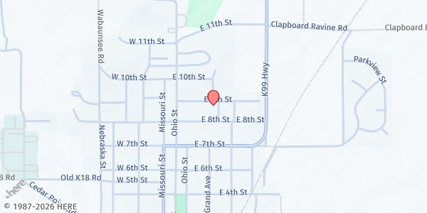 Map showing Community Care Ministry - Main Location at 246 E 9th St, Alma, KS