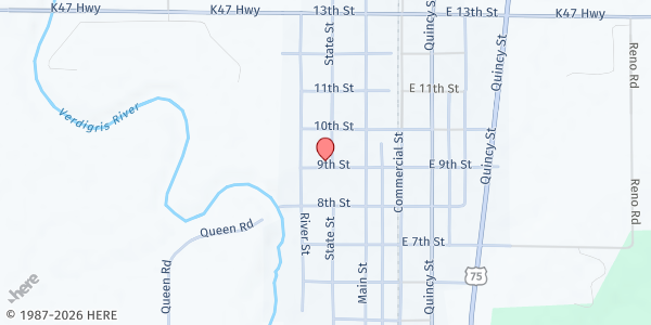 Map showing Altoona Methodist Church Food Pantry at 901 State St., Altoona, KS