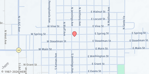 Map showing Harper County Department of Aging at 201 N Jennings Ave, Anthony, KS