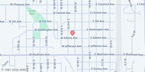 Map showing First Presbyterian Church of Arkansas City at 321 S 1st St, Arkansas City, KS
