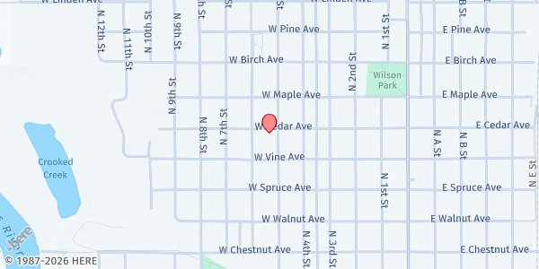 Map showing Pilgrim Rest Baptist Church at 525 N 5th St, Arkansas City, KS