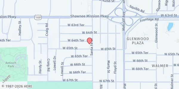 Map showing Santa Fe Waystation at 6422 Santa Fe Drive, Arrowhead Trails, KS