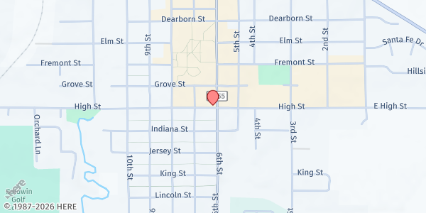 Map showing Baldwin Public Library at , Baldwin City, KS