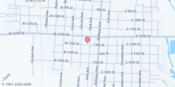 Map showing Hope Chest by First Assembly of God at 1245 Park Ave., Baxter Springs, KS