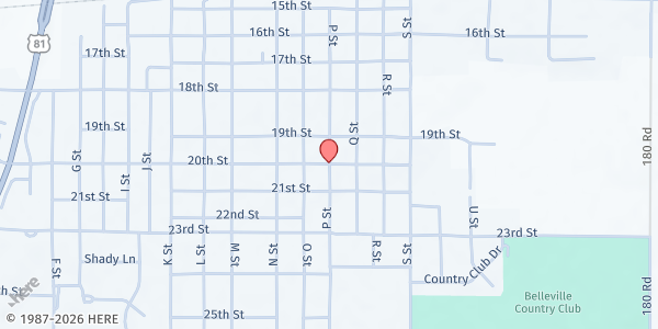 Map showing Republic County 4-H Community Building at 10th and P Street, Belleville, KS