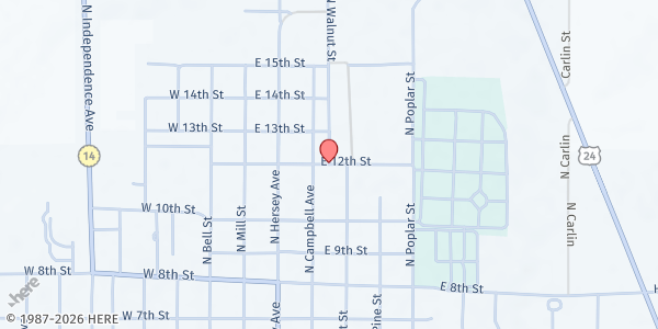 Map showing Ministerial Alliance Food Bank at 12th & Walnut St., Beloit, KS
