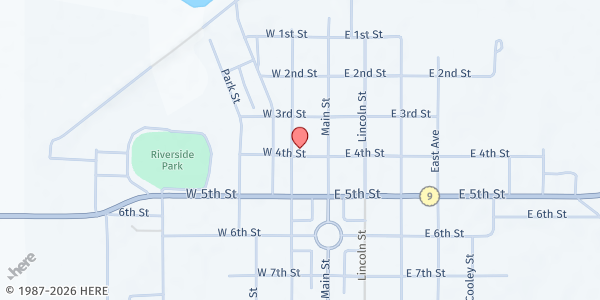 Map showing Reachout Food Pantry at 105 W. 4th St., Blue Rapids, KS