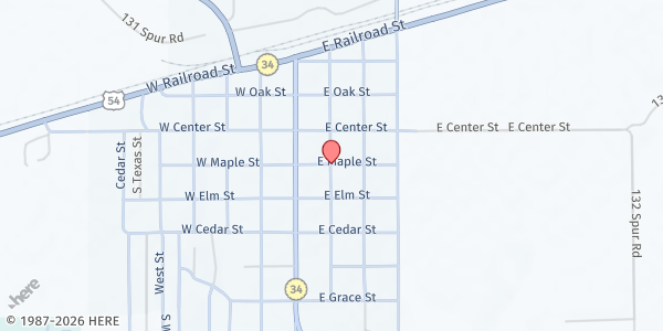 Map showing The Worship Center at 200 S Ford Ave, Bucklin, KS