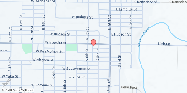 Map showing God's Storehouse at 525 Neosho St., Burlington, KS