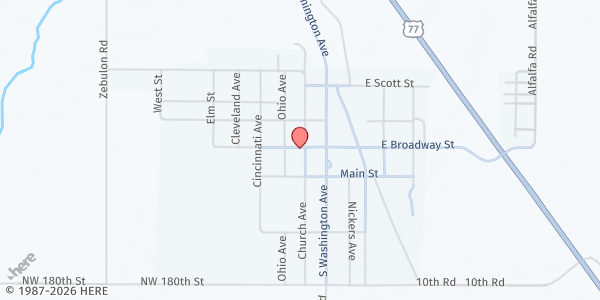 Map showing Burns Senior Center at 301 North Washington Avenue, Burns, KS