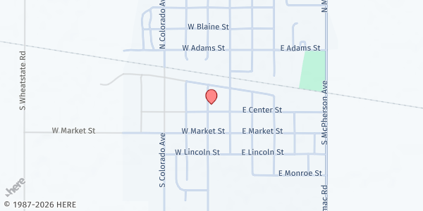 Map showing Burrton Food Pantry – United Methodist Church at 114 W Center St, Burrton, KS