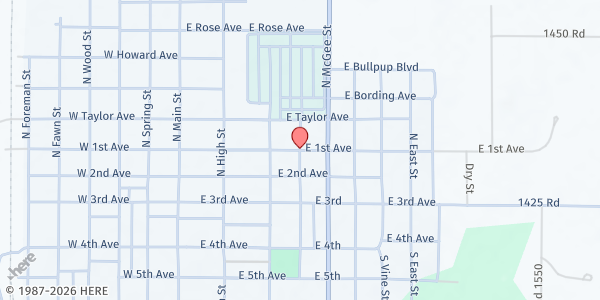 Map showing Caney Valley Food Pantry at 400 N Ridgeway, Caney, KS