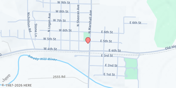 Map showing Clover Cabinet at 433 N. Marshall St., Chapman, KS