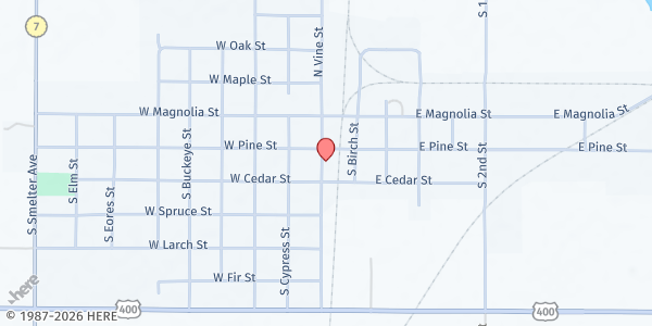 Map showing First Baptist Church - Meat and Greet at 211 S Vine St., Cherokee, KS