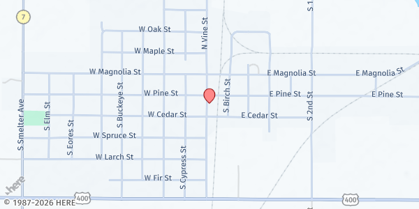 Map showing Meat and Greet - First Baptist Church at 211 S Vine St., Cherokee, KS