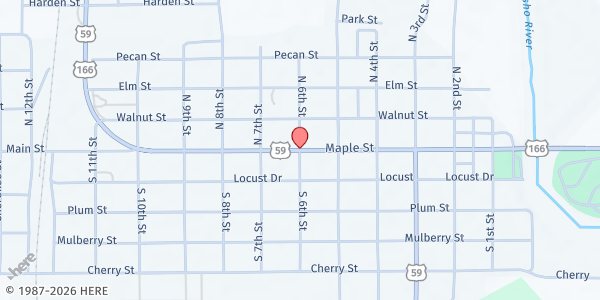 Map showing Chetopa First Baptist Church at , Chetopa, KS