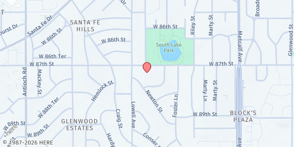 Map showing Shawnee Mission Unitarian at Shawnee Mission Unitarian, City of Overland Park, KS