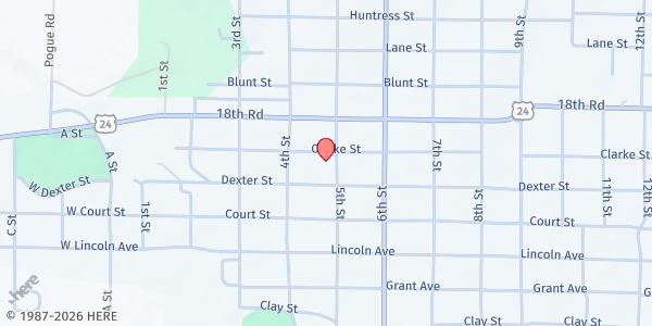 Map showing Clay Center UMC at 921 5th St, Clay Center, KS