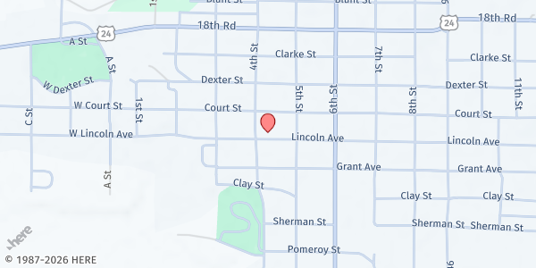 Map showing Lighthouse For Christ Food Pantry at 413 Lincoln Ave, Clay Center, KS