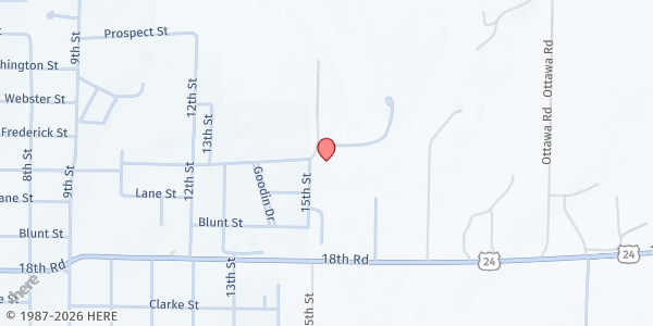 Map showing St. Paul's Episcopal Church Drive-Thru Food Pickup at 1330 15th St, Clay Center, KS