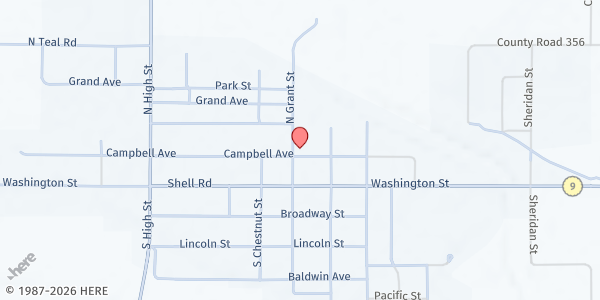 Map showing Clyde Christian Church at 209 N Grant St, Clyde, KS