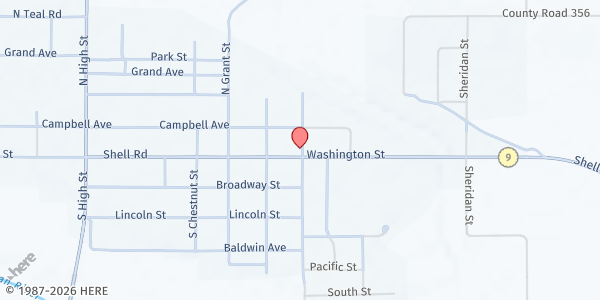 Map showing First United Methodist Church-Clyde Senior Center at 303 Washington Street, Clyde, KS
