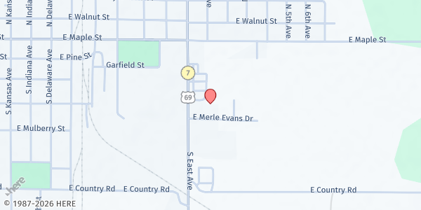 Map showing Manna Depot / Columbus Christian Center at 1001 Merle Evans Dr, Columbus, KS