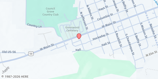 Map showing Morris County Care and Share at 1003 W. Main St., Council Grove, KS
