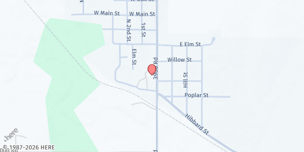 Map showing Dearing Christian Church at 302 Independence Ave., Dearing, KS