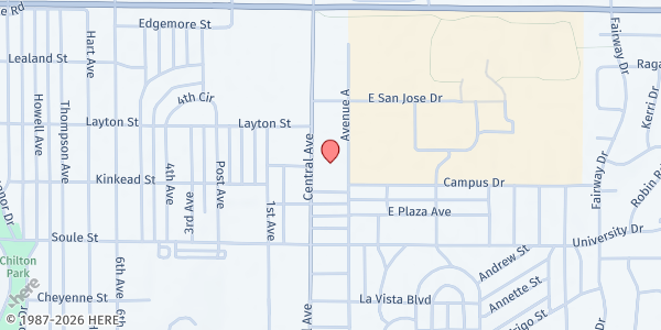 Map showing Church of Christ Food Pantry at 2300 Central Ave., Dodge City, KS