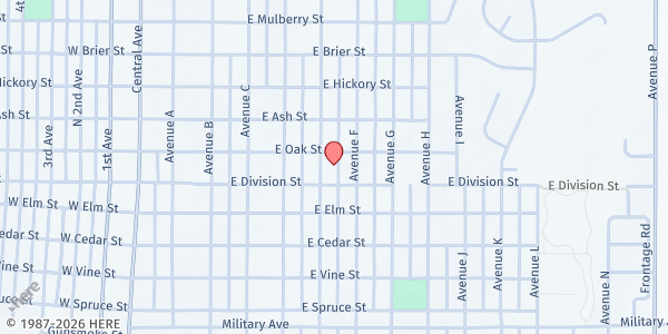 Map showing Salvation Army - Dodge City at 1100 Avenue E, Dodge City, KS