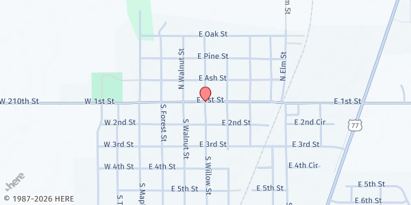 Map showing Douglass UMC at 204 S Willow St, Douglass, KS