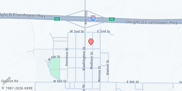 Map showing Ellis Food Boxes & Pantry at 210 Madison St, Ellis, KS