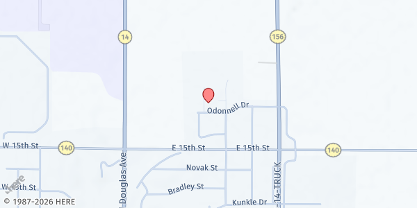 Map showing Ellsworth County Medical Center at 1604 Aylward Avenue, Ellsworth, KS