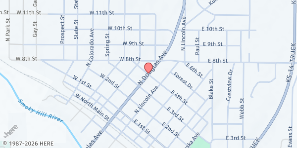 Map showing Ellsworth County Medical Center at , Ellsworth, KS