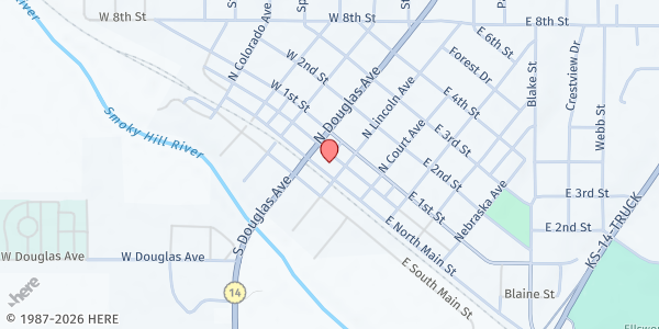 Map showing Ellsworth Senior Center at Ellsworth Senior Center, Ellsworth, KS