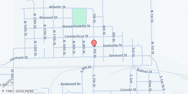 Map showing Eleanor's Food Pantry at North 7th Street & Kentucky Street, Elwood, KS