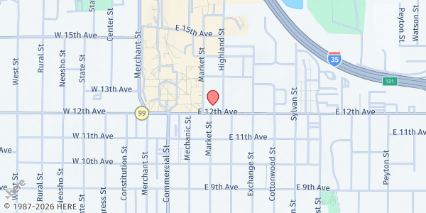 Map showing Emporia First Christian Church Food Pantry at 202 E. 12th Ave., Emporia, KS