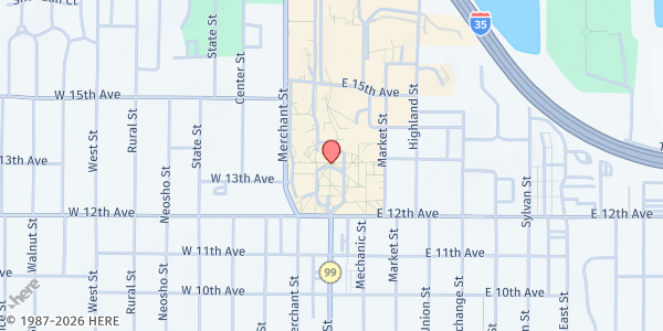 Map showing Emporia State University – Corky's Cupboard at 1 Kellogg Cir, Emporia, KS