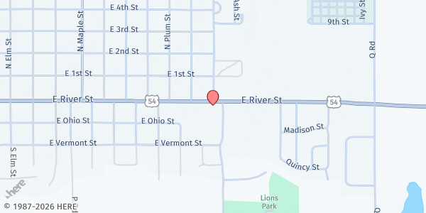 Map showing Eureka Area Ministerial Alliance at 1111 East River Street, Eureka, KS