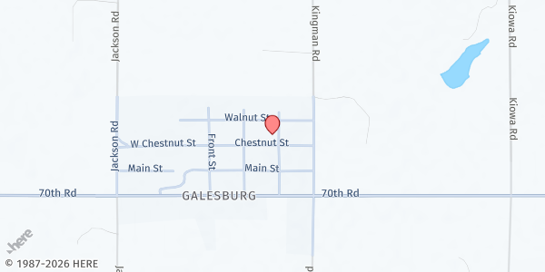 Map showing The Orange Swan at 217 Chestnut St., Galesburg, KS