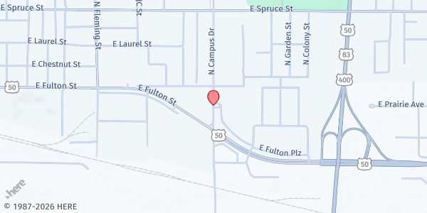 Map showing Turning Point Church of the Nazarene at 2720 N. Campus Dr., Garden City, KS