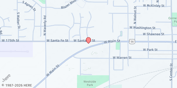 Map showing Southwest Multi-Service Center at 510 W Main St., Gardner, KS